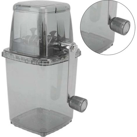 Broyeur à glace portable 1,25 L à manivelle, machine à glace pilée manuelle pour la maison, le camping et les activités de plein air, noir transparent (1/5)