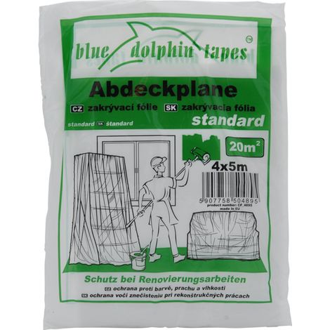 Film De Protection Peinture Blue Dolphin Standard, 4 x 5 m, Pour Travaux Interieurs