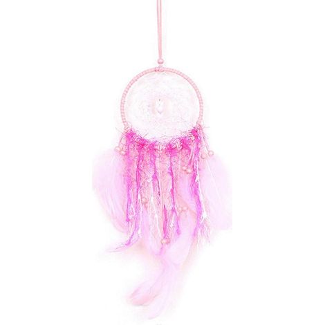 Traumfänger mit rosa Federn zur Wanddekoration mit integriertem Nachtlicht, dekoratives Geschenk für Partys und Zuhause, leuchtender Anhänger (1/5)