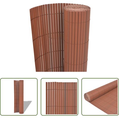 vidaXL Balkonzaun - Gartenzaun Doppelseitig PVC 90 x 300 cm Braun (1/5)