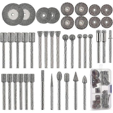 Ensemble de sculpture sur pierre de 43 pièces, 26 fraises diamantées, 10 hélices, 4 disques de coupe diamantés, 3 mandrins métalliques, P (1/5)
