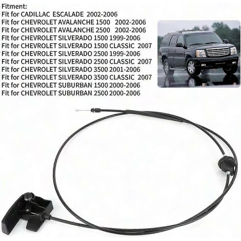 Motorhaubenentriegelungskabel 15142953, kompatibel mit Chevrolet Avalanche, Silverado, Suburban, Tahoe – Entriegelungshebel vorne, OEM-Ersatzteil (1/2)