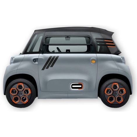 KIT AUTOCOLLANTS DECO AMI "TRIPLE BANDES" (2 COTES) POUR VOITURE SANS PERMIS ABS (1/4)
