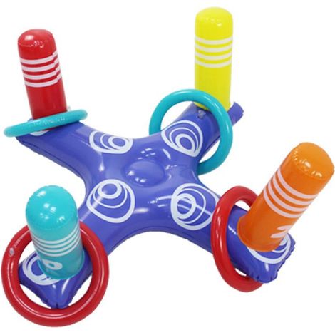 Jeu de lancer d'anneaux gonflables pour piscine, comprenant 4 anneaux flottants. (1/4)