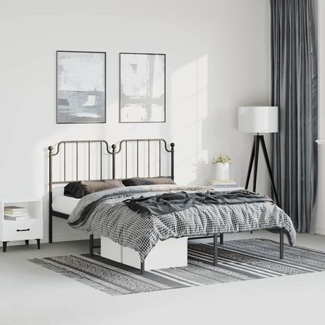 vidaXL Estructura cama sin colchón con cabecero metal negro 150x200 cm (1/5)