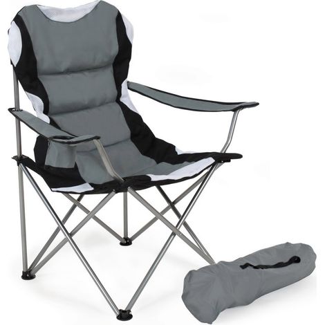 Sedia Pieghevole Campeggio Imbottita Con Borsa Camping Spiaggia Esterno Grigio (1/5)