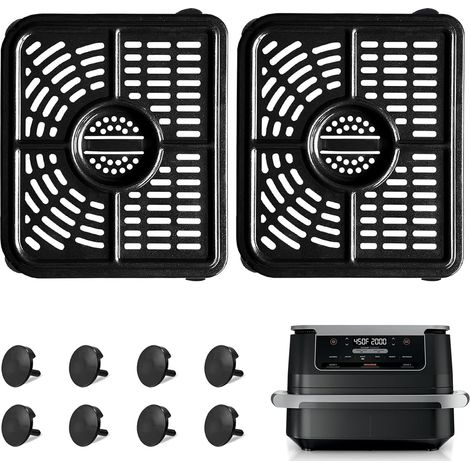 Accessoire Friteuse Air - 2 Paniers - Acier Inoxydable - Compatible Ninja Foodi DualZone 10,4L - Noir (1/5)