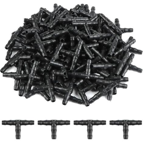 100 raccords T 4/7mm – Irrigation goutte à goutte, jardin. (1/5)