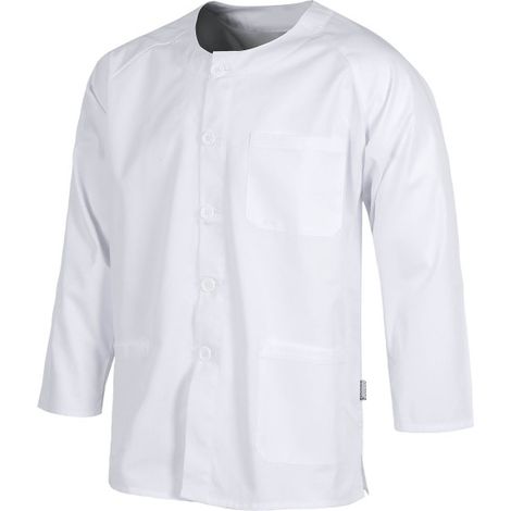 Chaquetilla sanitaria unisex de manga con cierre central de botones WORKTEAM B9410 XXL Blanco (1/3)