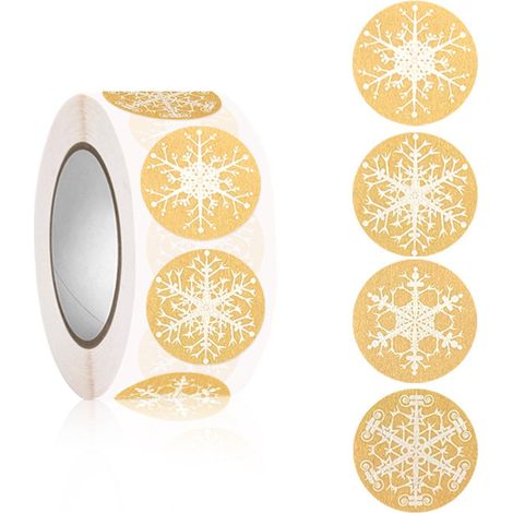 étiquette de noël autocollant de noël étiquette décorative de noël autocollant en rouleau 500 pièces par rouleau idéal pour emballer des cadeaux et décorer des cartes de vœux doré réutilisable 4 motif (1/5)