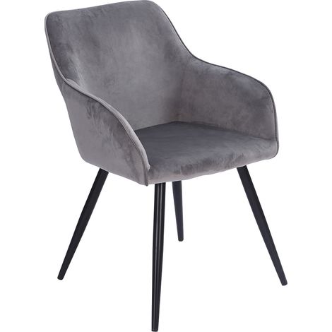 Vintage-Stuhl GISELE Samt grau (1/5)