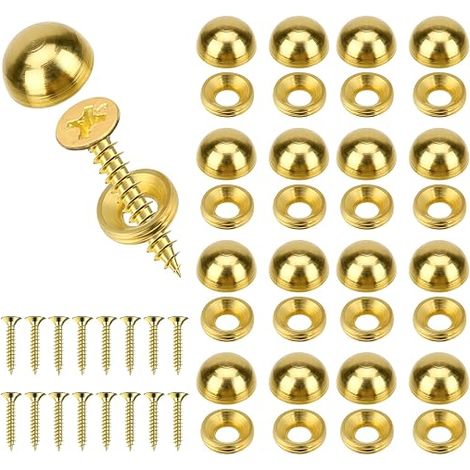 vis autotaraudeuses en laiton, avec capuchons, couvercle, portes d'armoire et de fenêtre, vis miroir, pour fixation de meubles, 15 mm (1/5)