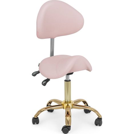 Sattelstuhl Sattelhocker mit Lehne Rollhocker Rosa/Golden höhenverstellbar