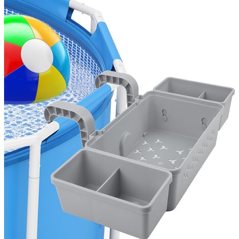 Panier de rangement pour piscine avec porte-gobelet, accessoire pour piscine hors sol, panier à jouets de piscine (1/5)