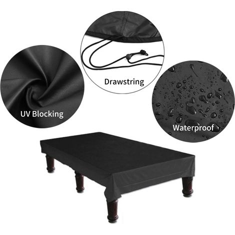 Housse de billard imperméable en tissu Oxford 210D avec cordon de serrage, protection intégrale contre la poussière, idéale pour les tables de billard de 2,44 m (8 pieds). (1/2)