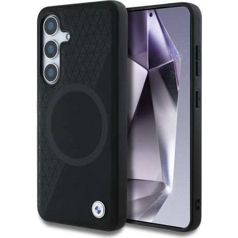 Funda BMW de cuero con textura parcial MagSafe para Samsung Galaxy S25 negra (1/5)