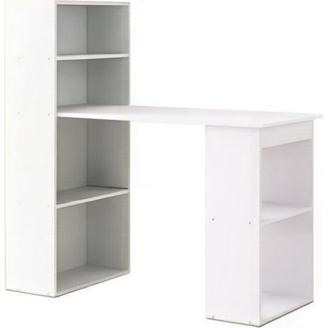 Escritorio blanco con librería integrada de aglomerado 120 x 55 x 120 cm MODENUIT (1/5)