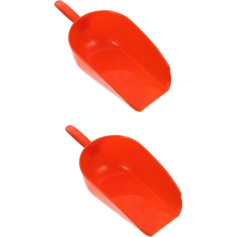 2 Pièces pelle à nourriture pour ferme pelle à litière cuillère à nourriture pour animaux de compagnie pelle de jardin en plastique réutilisable pelle à fourrage pour bétail Orange (1/5)