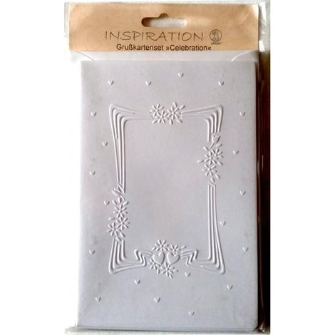 Biglietti con rilievo + buste, 5 pezzi, bianchi
