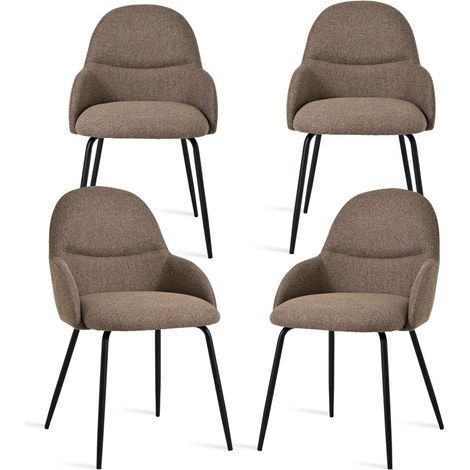 Goeurvant Sedie da pranzo in stile scandinavo minimalista, che offrono un supporto ottimale per la schiena e una base stabile in legno - Set di 4 - Marrone scuro