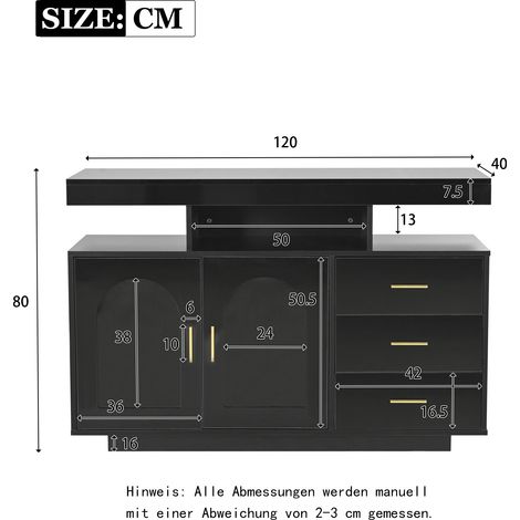 LED-Sideboard 120×40×80 cm aus Spanplatte, Schwarz, Wohnzimmer-Aufbewahrung – MEUBLIV (1/5)