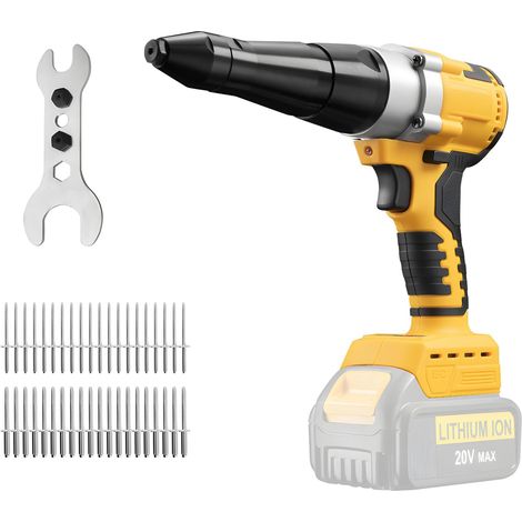 Pistolet à riveter sans fil 18 V (pas de batterie), pistolets à rivets automatiques électriques avec 40 rivets pour 1/8 pouce et 5/32 pouce, outil à rivets pop sans balais pour métal