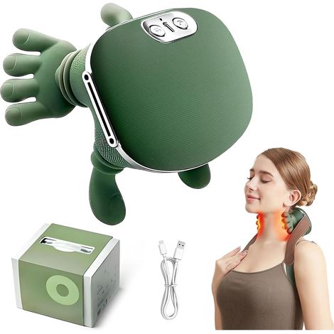 Masseur Dos et Cervicales 4D à Main Bionique, Massage Cervicales et Cou avec 3 Niveaux et 2 Niveaux de Température, Massage Dos Profond pour Soulager la Douleur et Détendre