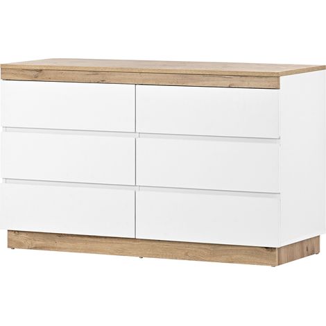 Cassettiera a 6 cassetti in truciolare E1 bianco e rovere 110x40x67,5 cm HOMVRA (1/5)