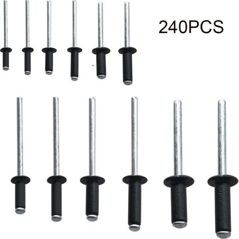 Lot de 240 rivets aveugles en aluminium, 3,2-16 mm, pour métal et meubles, bleu marine (1/5)