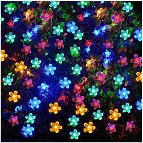 guirlande lumineuse exterieur solaire multicolore led pile etanche guinguette 7M 50 LED 2 Modes Décorative pour Jardin Terrasse Maison Noël Pâques Fête Patio balcon On/Off Automatique (1/4)