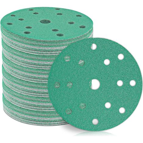 Schleifscheiben Exzenter 150mm 15 Loch 50 Stück Klett Grün Körnung (1/5)