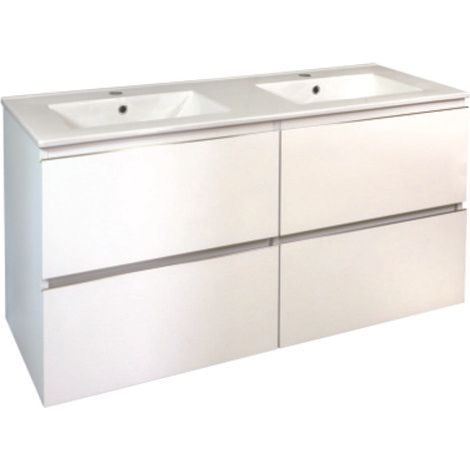 ONDEE ZEN - Meuble de salle de bain suspendu TRENDY - 4 Tiroirs - 120cm - blanc mat - vasque