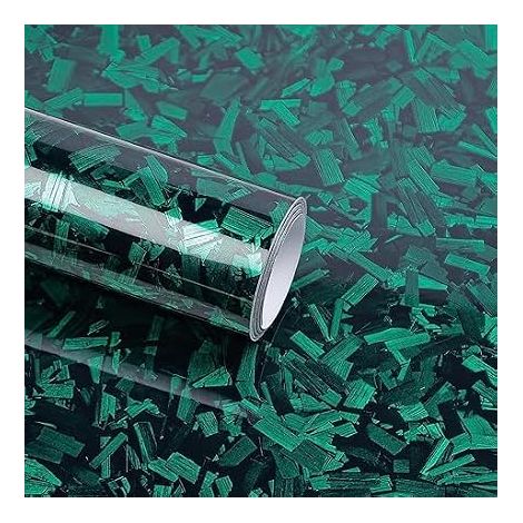 Covering Carbone Forgé Vert Brillant 30 x 150 cm, Covering Voiture Adhésif avec Technologie de Libération d'air, Film Protection Intérieure et Extérieure pour Voitures, Motos et Vélos (1/5)