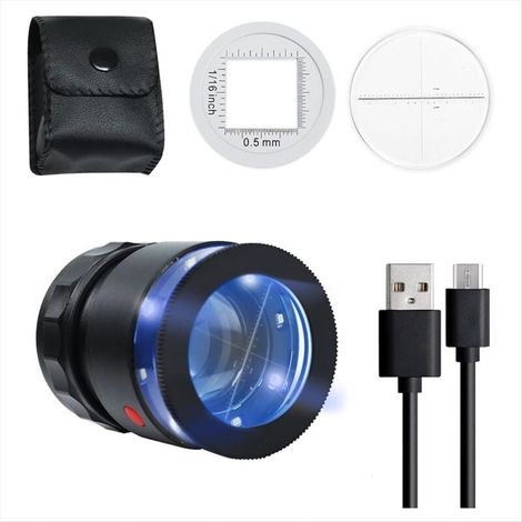 Loupe de bijoutier rechargeable 10x avec éclairage LED et échelle, longueur réglable (1/4)