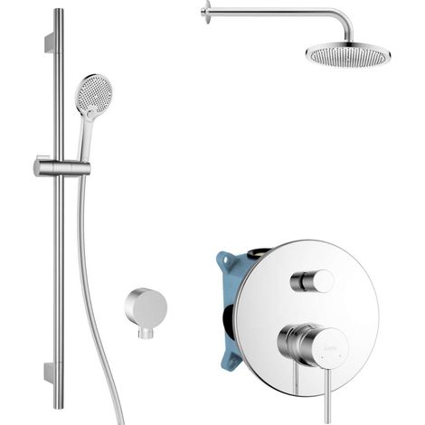 kielle Oudee - Set de douche avec mitigeur encastré, 2 sorties, avec accessoires EcoSpare et corps d’encastrement, chrome 20602SP60 (1/5)
