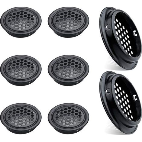 Lot de 8 (53mm Noir)Grilles d'aération Rondes en Acier Inoxydable pour Cuisine Meubles Bouche aération INOX (1/5)