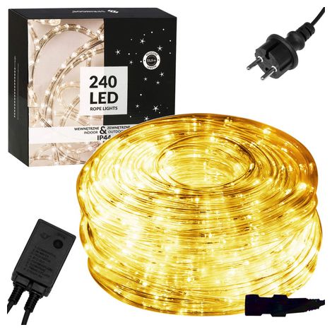 SPRINGOS LED Lichtschlauch 240 LED Lichterkette 11,5 Meter Programmer 8 Funktionen IP44 Warmweiß Stromversorgung Weihnachtsdekoration Partydekoration (1/5)