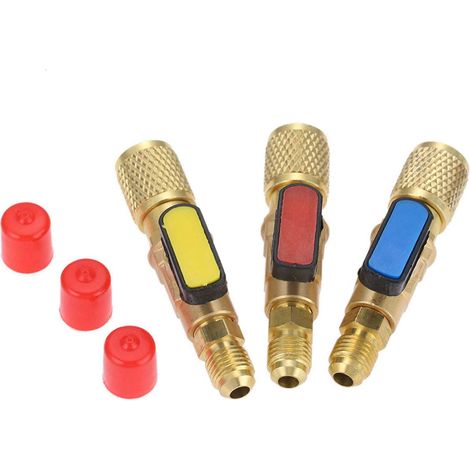 3PièCes SéRies/Set en Laiton R410A RéFrigéRant Robinets à Tournant SphéRique Droits AC Tuyaux de Charge en Laiton 1/4 Pouce Male à 1/4 Pouce / 5/16 Pouces Vanne SAe Femelle (1/5)