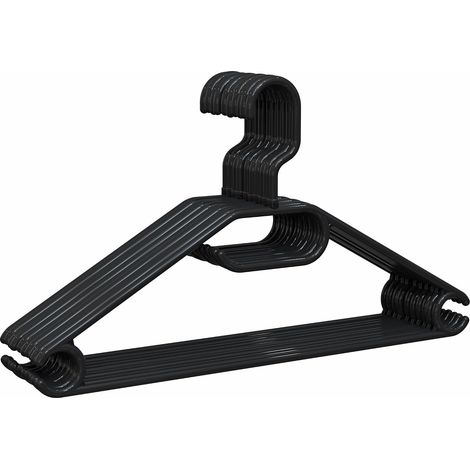 Cintres en Plastique Recyclé 100%, Lot de 10, Noirs - Crochet Rotatif à 360º, Gain de Place, Support pour Accessoires et Crochets pour Robes, Fabriqués en Espagne (1/5)