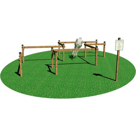 Chicane 3202 aire de jeux bois pin EN 1176 &Oslash9x9cm 575x560x108h souterrain - 1 Kg