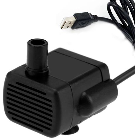 Pompe à eau Mini, Submersible, Métal, Noir, 200 l/h, 0,65 m, 3 W, Câble électrique, 3,5-9 V, Pour aquarium, fontaine, jardin (1/5)