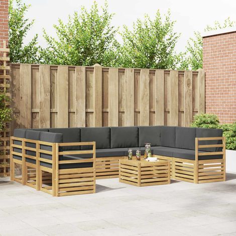 vidaXL Outdoor-Sofagarnitur 10 Stk. Weiß und Anthrazit Polyester (1/5)