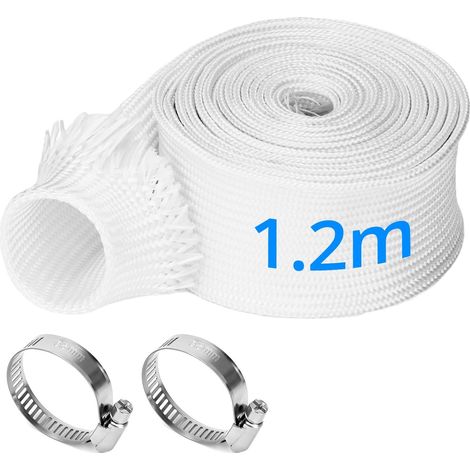 Gaine Thermique 25mmx120CM avec 2 Clips pour Tuyau d'Échappement, pour Chauffage de Stationnement Chauffage de Gasoil - Fibre de Verre Haute Température, Compatible 22-24mm (1/5)