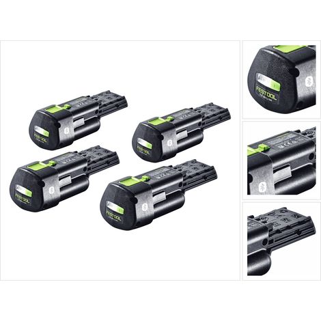 Festool Akku Set 4x BP 18 Li 3,0 Ergo I Akku 18 V 3,0 Ah / 3000 mAh Li-Ion ( 4x 577704 ) mit Ladestandanzeige