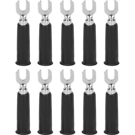 Lot de 10 connecteurs bananes isolés, embouts fourche U, cosses électriques à sertir pour multimètre, noir (1/5)