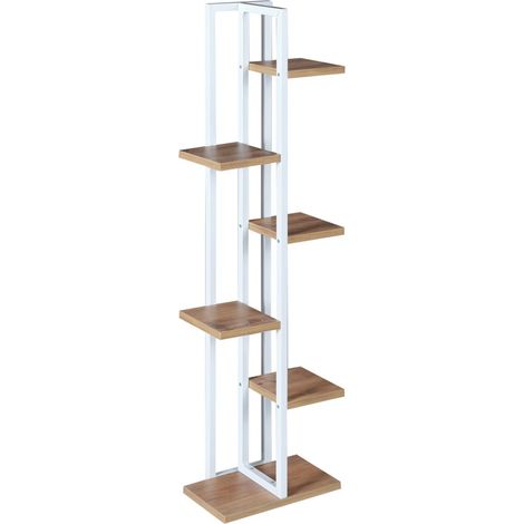 Macetero de 5 niveles 120 x 34 x 21 cm efecto nogal / blanco 030007697 (1/4)