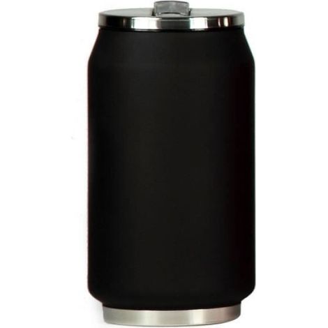 Canette Isotherme - - 280 ml - Noir mat - Acier inoxydable - Bouchon sport