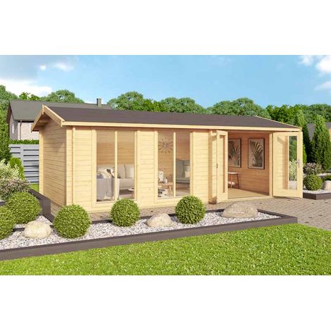 Shetland-Log Cabin, Wooden Garden Room, Timber Summerhouse, Home Office - H245 cm
