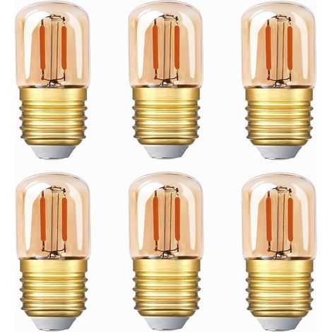 Mini Tube LED Bulb 1W T28 Edison LED Filament Lamp E27 Screw Base 2200K Super Warm White Light Bulb for Decorative Use‎ 80 lm, non-dimmable (brown glass), 220 V, pack of 6 [energy class G] (1/5)