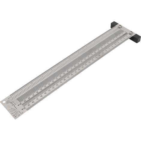 Règle de marquage en acier inoxydable 300mm 12 pouces précision 0.25mm 1/32in type T avec crayon automatique pour menuiserie perceuse établi scie circulaire (1/5)
